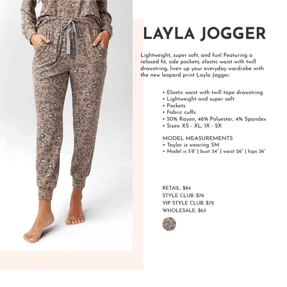 SAVVI Layla Leopard Print Joggers Women's Size Small - Picture 5 of 5